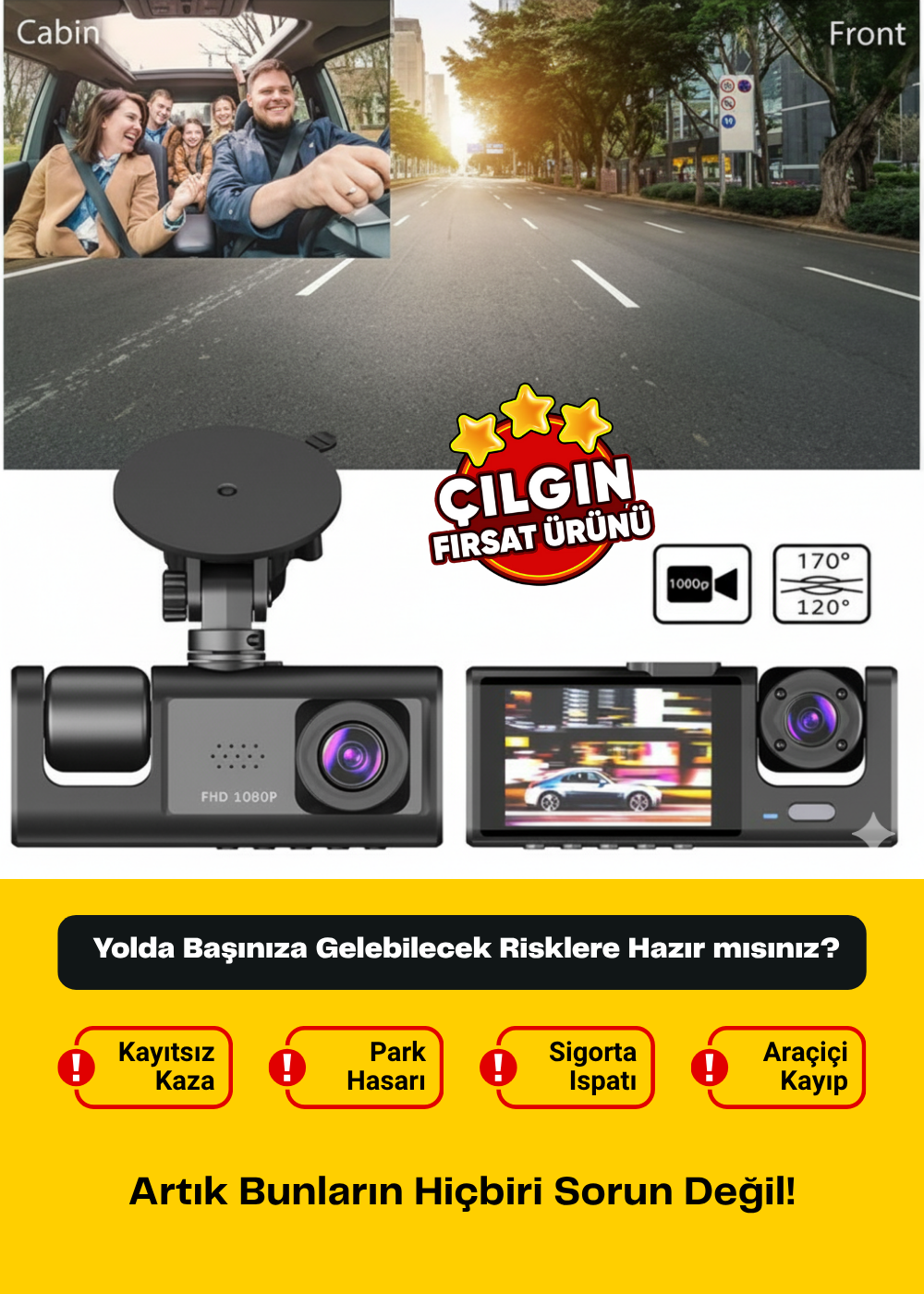 Araç içi kamera 3lü kampanyalı olarak satın al