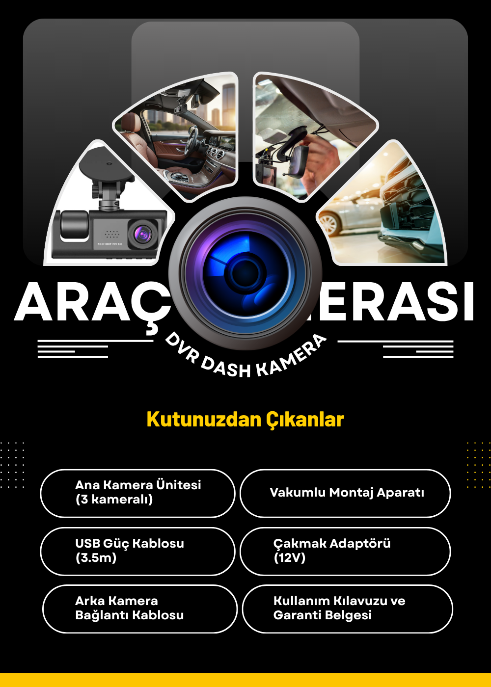 Güvenli araç kullanımı için araç kamerası.